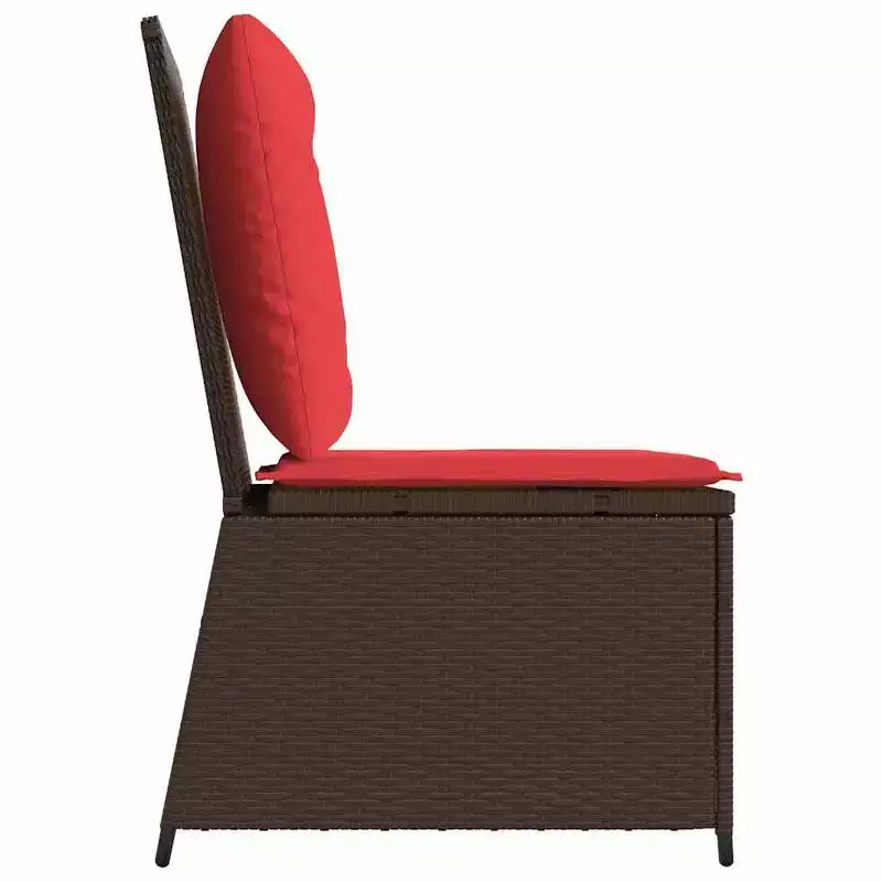 vidaXL Canapé de jardin avec coussin marron et rouge en résine tressée