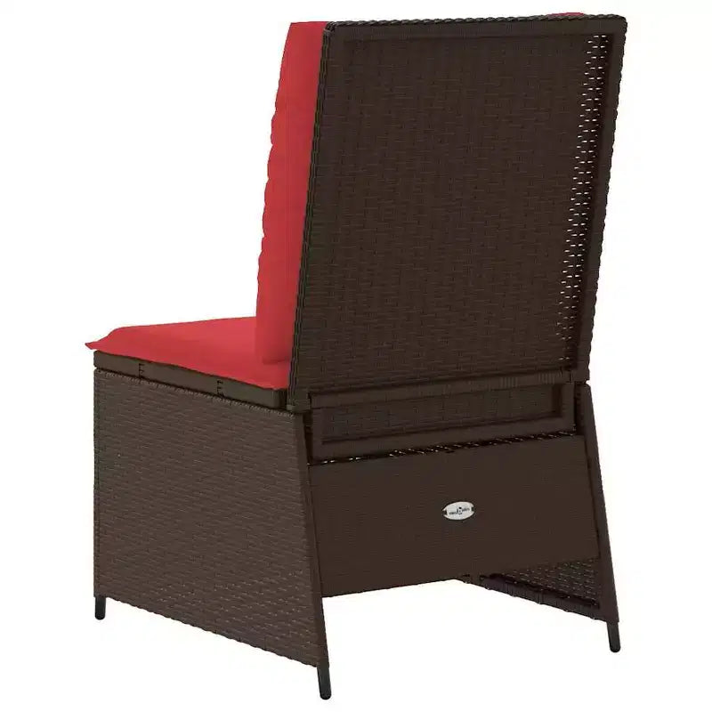 vidaXL Canapé de jardin avec coussin marron et rouge en résine tressée