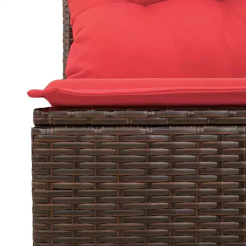 vidaXL Canapé de jardin avec coussin marron et rouge en résine tressée