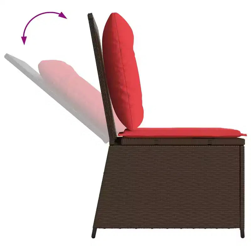 vidaXL Canapé de jardin avec coussin marron et rouge en résine tressée