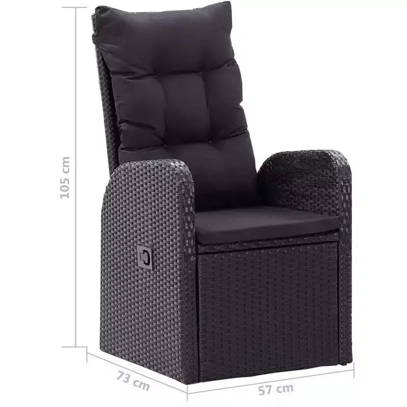 vidaXL Ensemble repas de jardin 5 pcs Noir