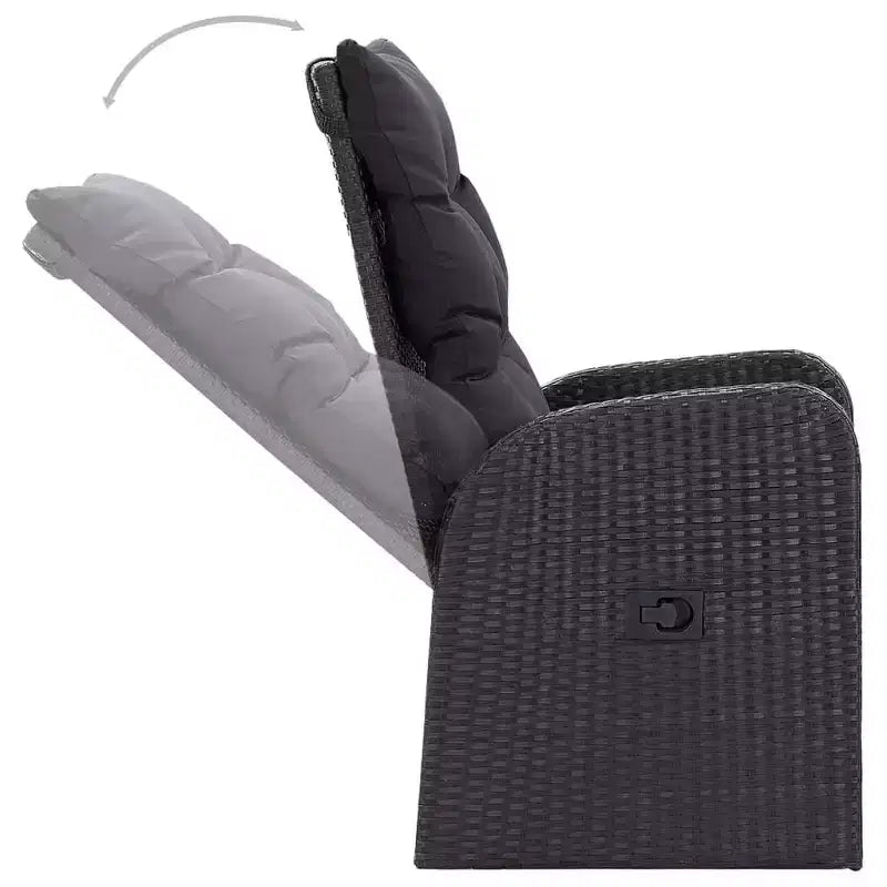 vidaXL Ensemble repas de jardin 5 pcs Noir