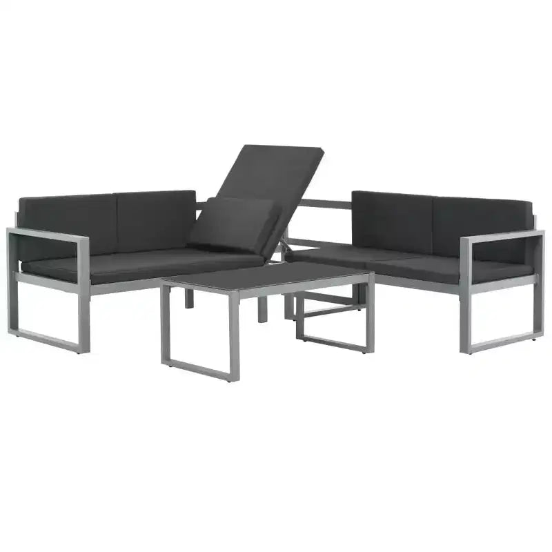 vidaXL Mobilier d'extérieur Aluminium thermolaqué noir, Polyester, Verre