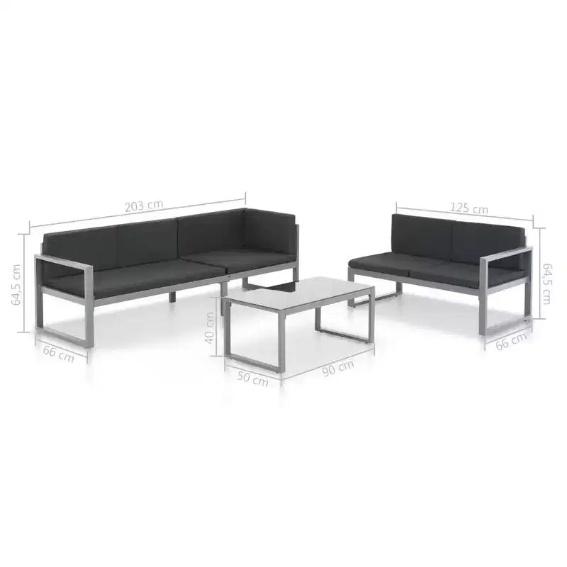 vidaXL Mobilier d'extérieur Aluminium thermolaqué noir, Polyester, Verre