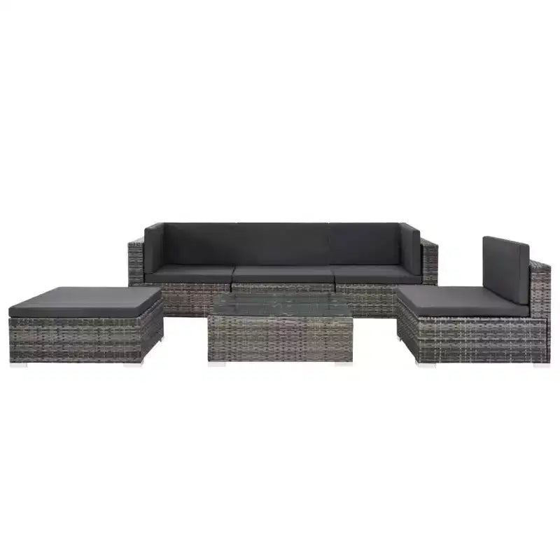 vidaXL Ensemble de canapé gris en rotin synthétique 6 pièces modulable
