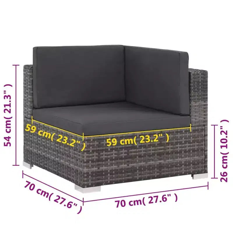 vidaXL Ensemble de canapé gris en rotin synthétique 6 pièces modulable