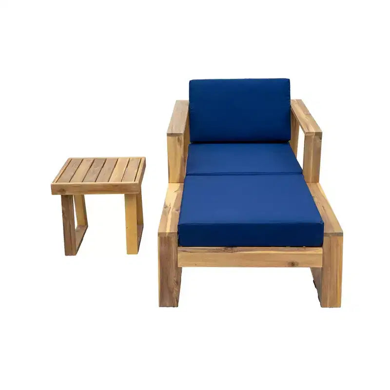 Ensemble fauteuil de jardin et ottoman GDFStudio Camille en bois d'acacia avec coussins