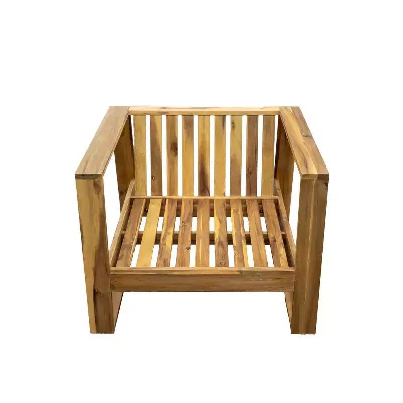 Ensemble fauteuil de jardin et ottoman GDFStudio Camille en bois d'acacia avec coussins