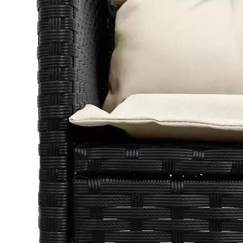 vidaXL Salon de jardin avec coussins 2 pcs Résine tressée noir et crème