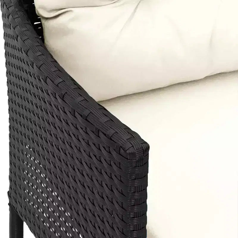 vidaXL Salon de jardin avec coussins 2 pcs Résine tressée noir et crème