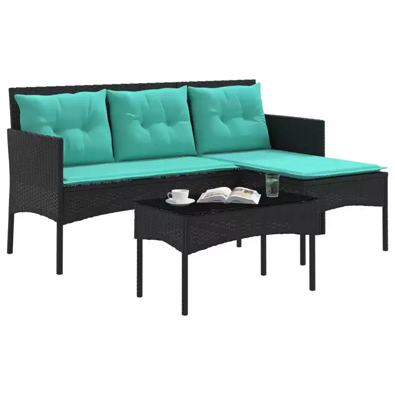 vidaXL Salon de jardin avec coussins 2 pcs Résine tressée noir et crème