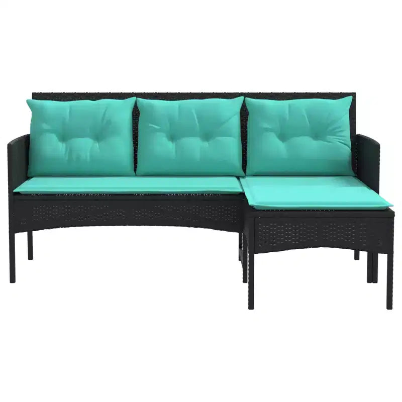 vidaXL Salon de jardin avec coussins 2 pcs Résine tressée noir et crème