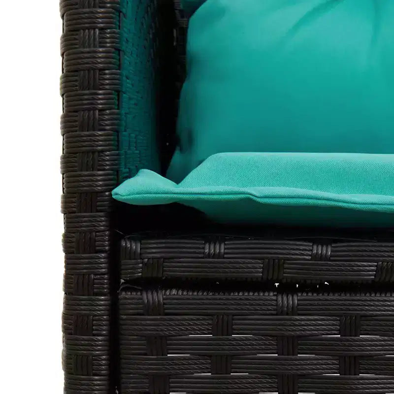 vidaXL Salon de jardin avec coussins 2 pcs Résine tressée noir et crème