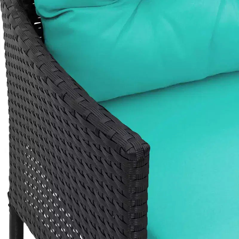 vidaXL Salon de jardin avec coussins 2 pcs Résine tressée noir et crème