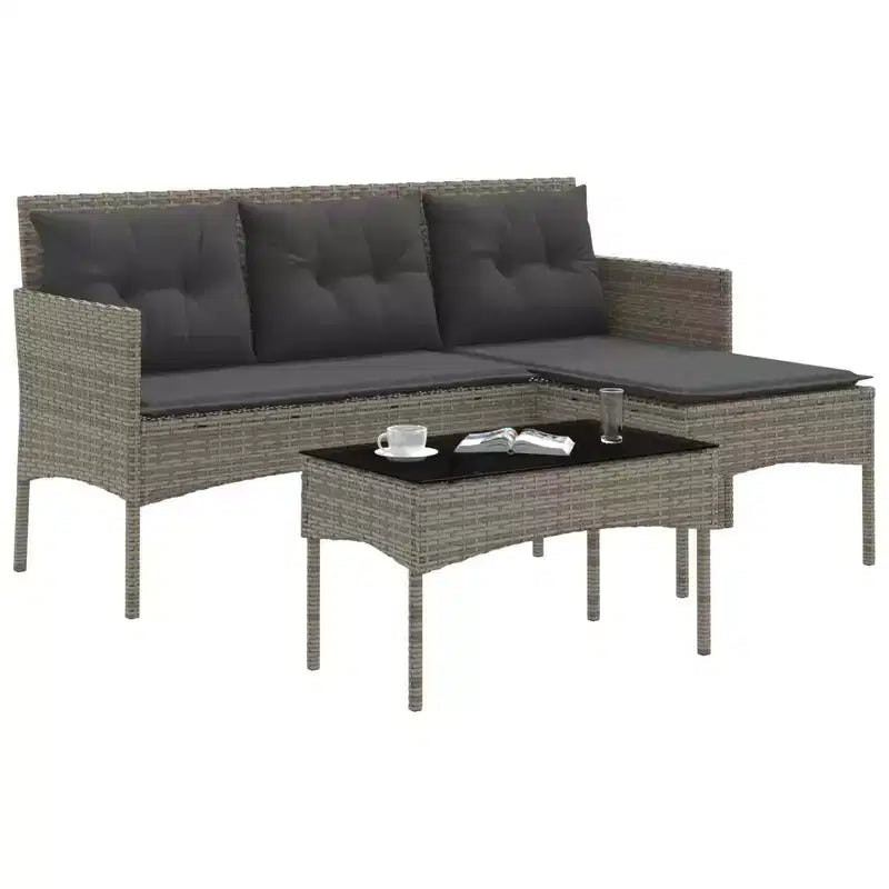 vidaXL Salon de jardin avec coussins 2 pcs Résine tressée noir et crème