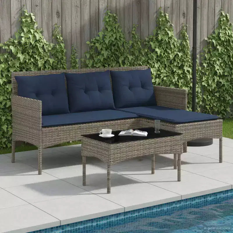 vidaXL Salon de jardin avec coussins 2 pcs Résine tressée noir et crème