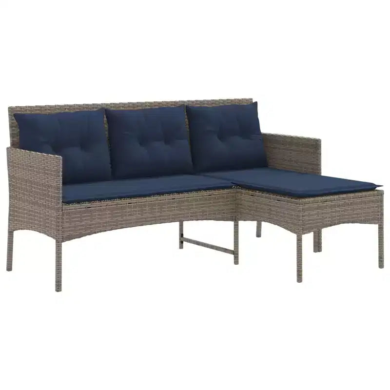 vidaXL Salon de jardin avec coussins 2 pcs Résine tressée noir et crème