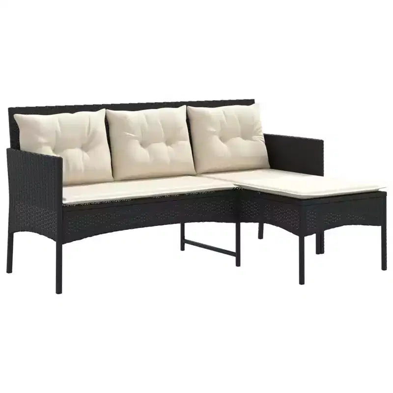 vidaXL Salon de jardin avec coussins 2 pcs Résine tressée noir et crème