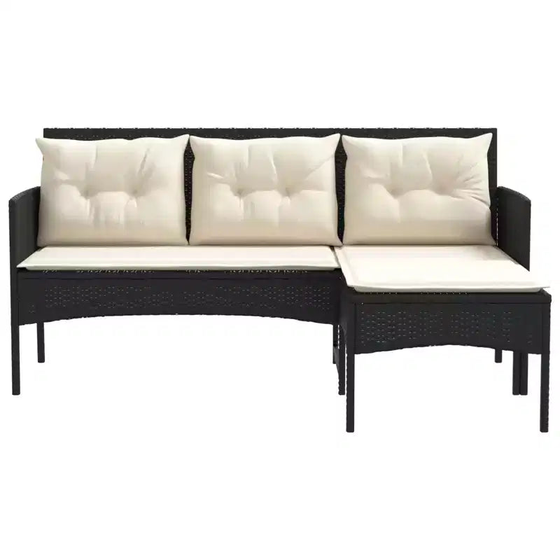 vidaXL Salon de jardin avec coussins 2 pcs Résine tressée noir et crème