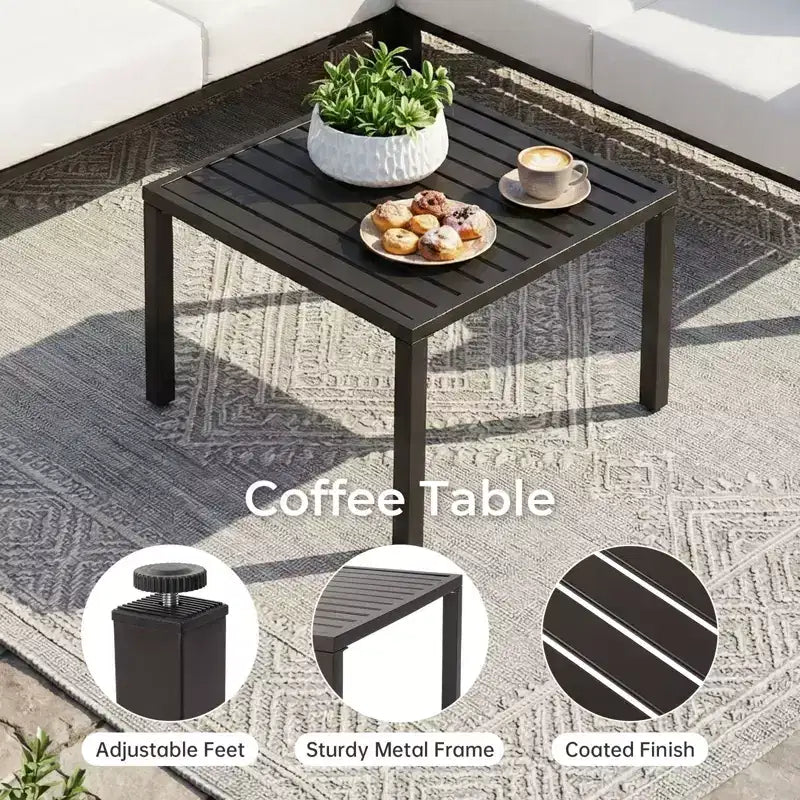 Karl Home | Ensemble de canapé de conversation de patio en métal en forme de L