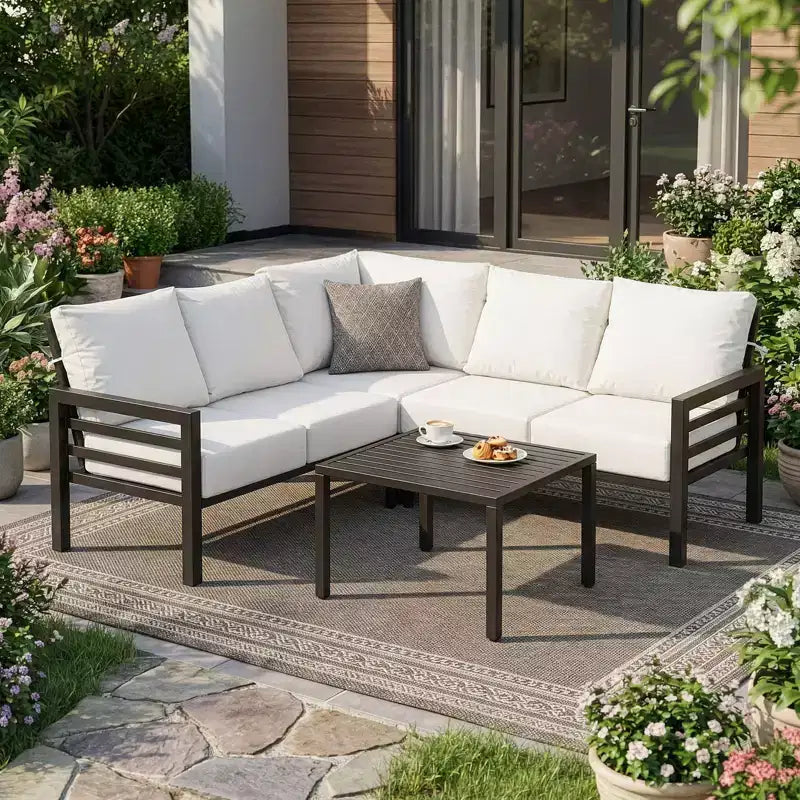 Karl Home | Ensemble de canapé de conversation de patio en métal en forme de L