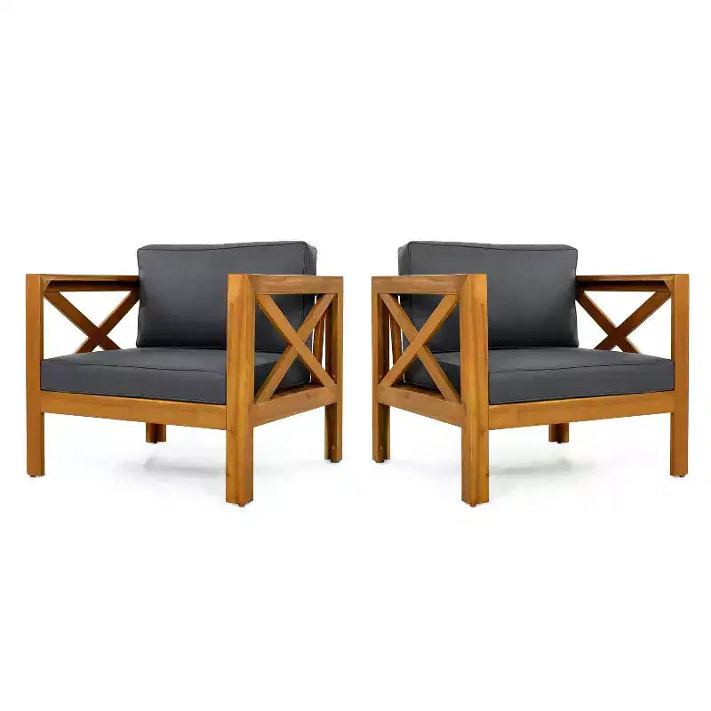 Christopher Knight Home Claremont Ensemble de conversation 4 pièces en bois d'acacia moderne pour patio avec coussins