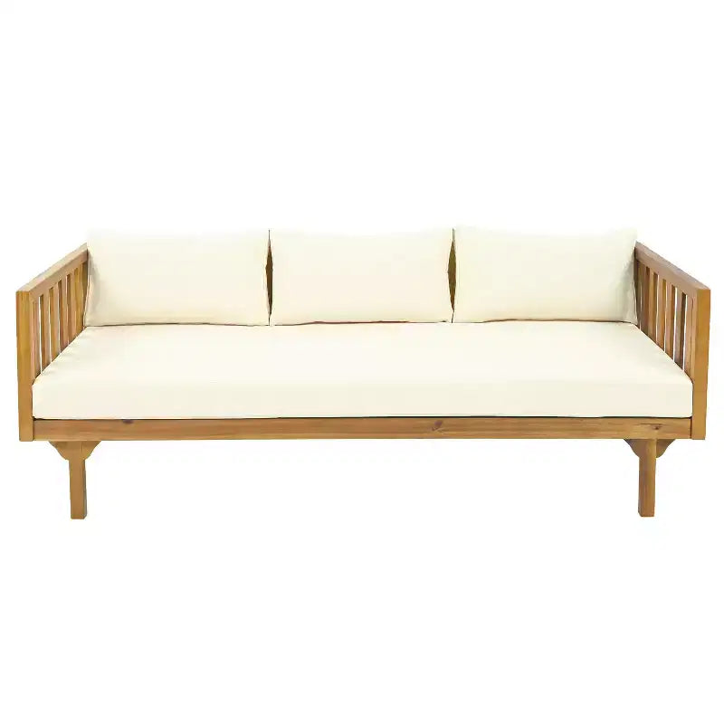 Christopher Knight Home Claremont Ensemble de conversation 4 pièces en bois d'acacia moderne pour patio avec coussins