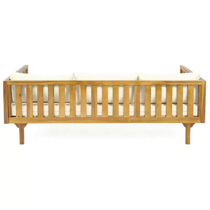 Christopher Knight Home Claremont Ensemble de conversation 4 pièces en bois d'acacia moderne pour patio avec coussins