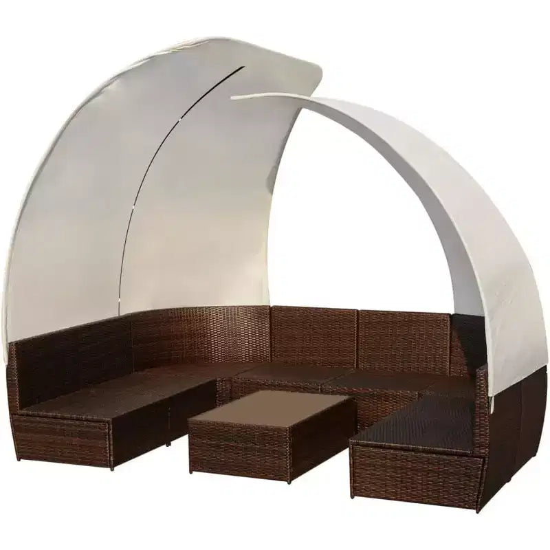 vidaXL Salon de jardin avec auvent en poly rotin anthracite
