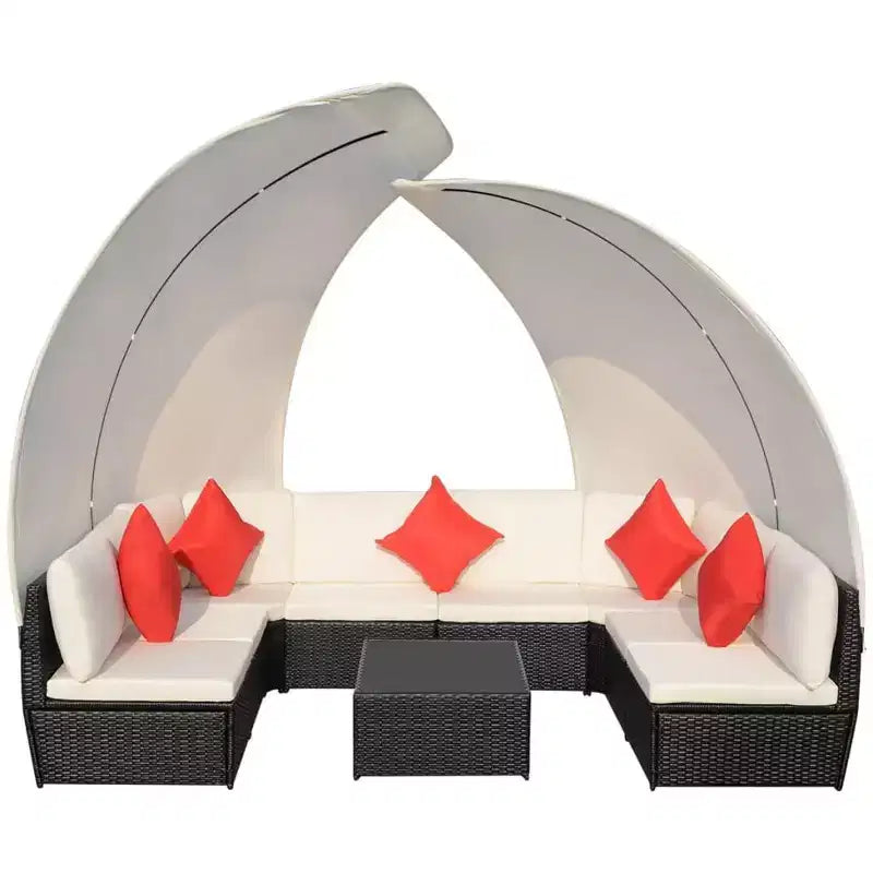 vidaXL Salon de jardin avec auvent en poly rotin anthracite