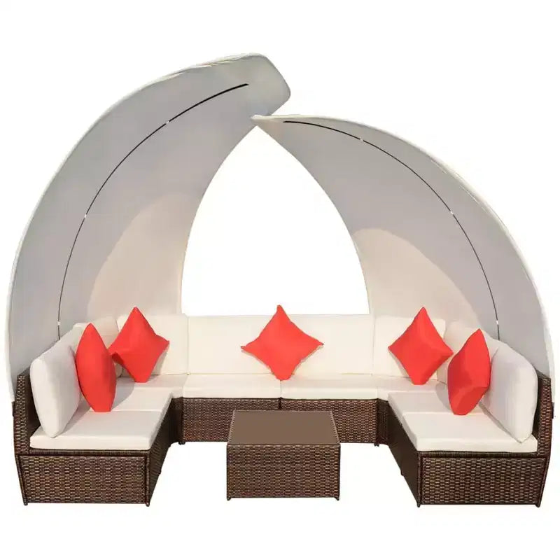 vidaXL Salon de jardin avec auvent en poly rotin anthracite