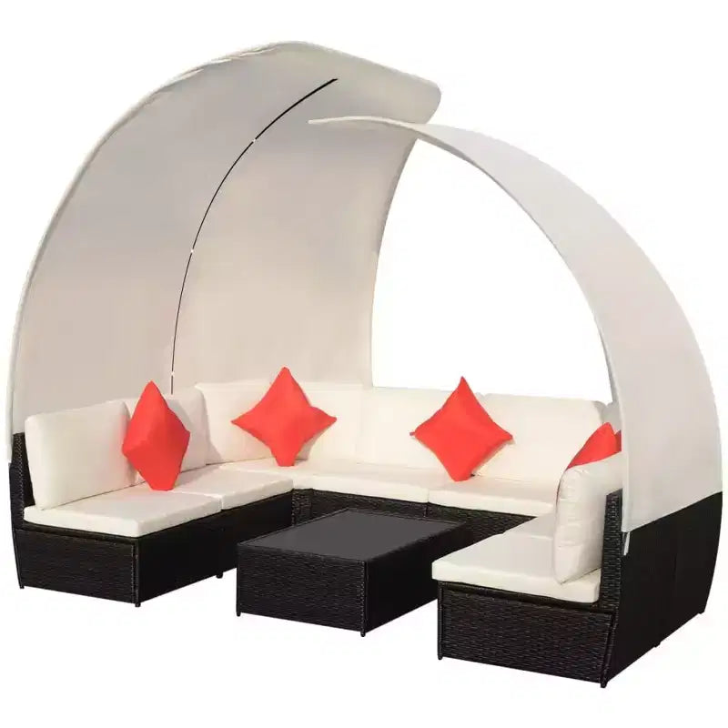 vidaXL Salon de jardin avec auvent en poly rotin anthracite