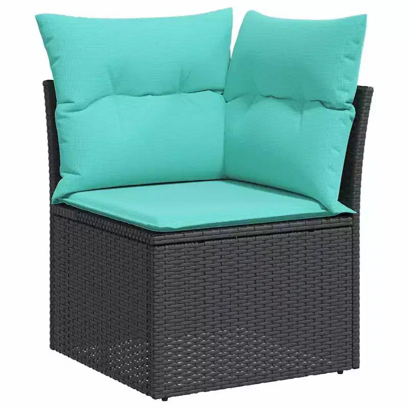 vidaXL Salon de jardin 11 pcs avec coussins Noir Résine tressée Acacia