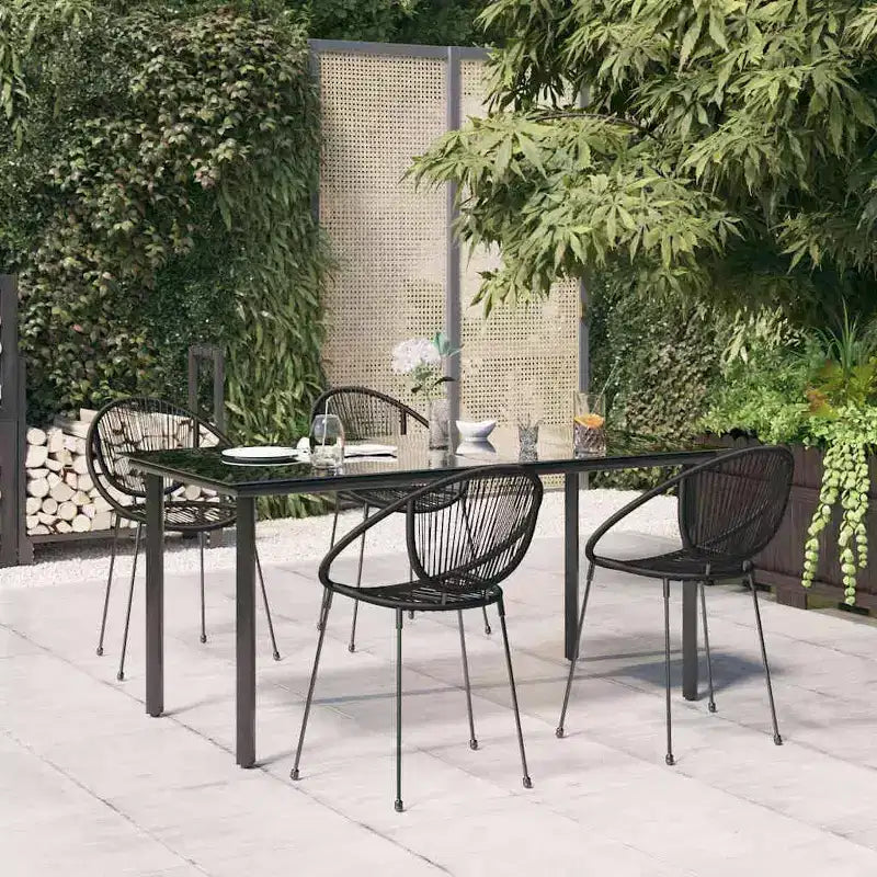 vidaXL Ensemble à dîner de jardin 5 pcs en résine tressée et PVC noir