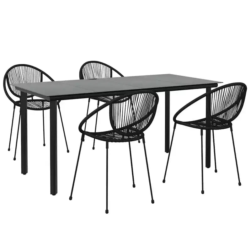 vidaXL Ensemble à dîner de jardin 5 pcs en résine tressée et PVC noir