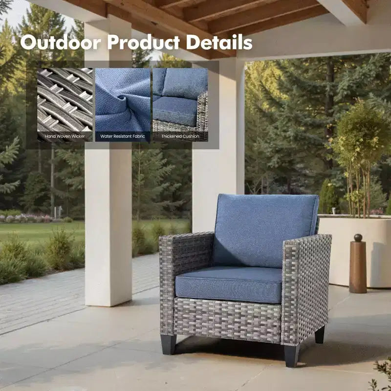 Ensemble de salon de jardin HOMLUX en rotin 7 pièces avec canapé, poufs et fauteuils