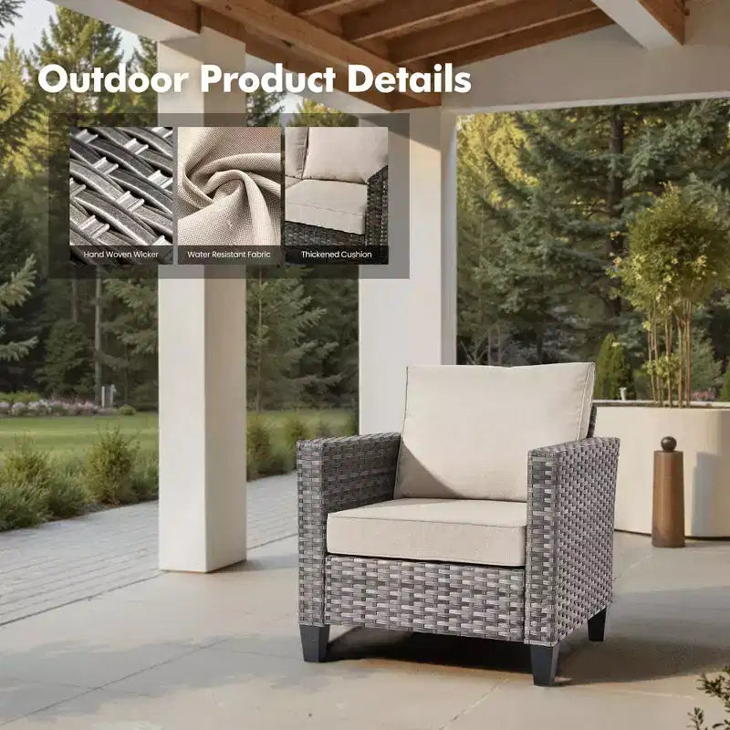 Ensemble de salon de jardin HOMLUX en rotin 7 pièces avec canapé, poufs et fauteuils