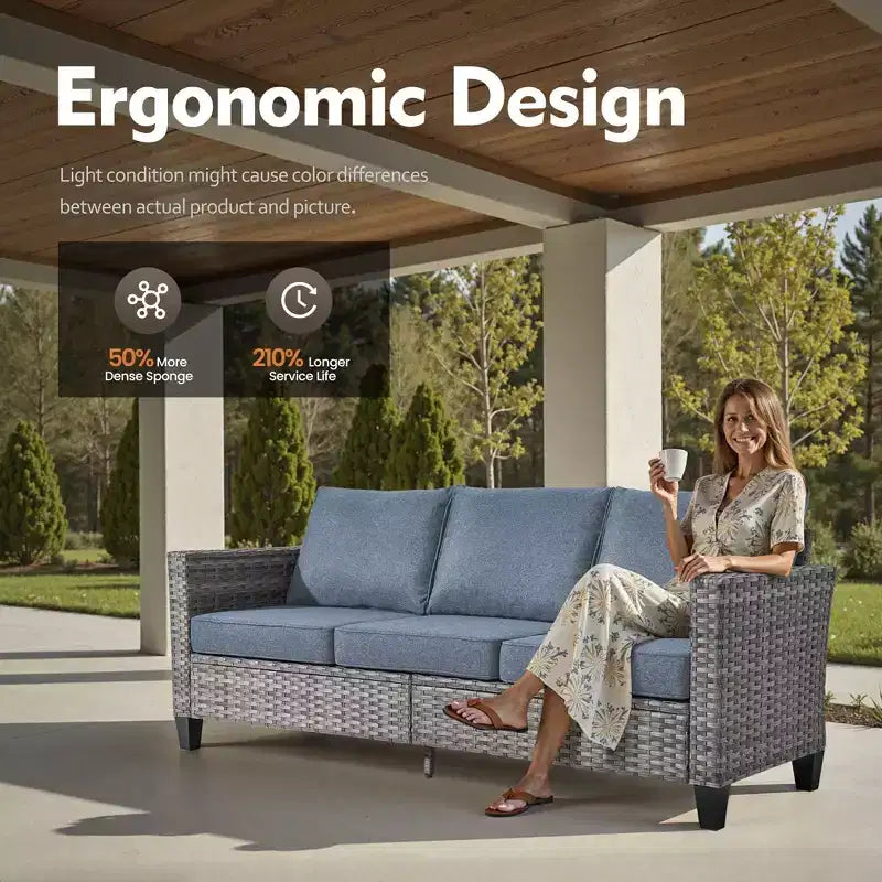 Ensemble de mobilier de patio extérieur 5 pièces HOMLUX : canapé 3 places + 2 fauteuils + 2 poufs