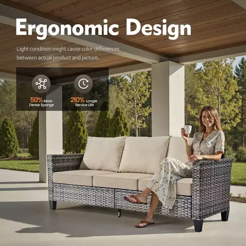 Ensemble de mobilier de patio extérieur 5 pièces HOMLUX : canapé 3 places + 2 fauteuils + 2 poufs