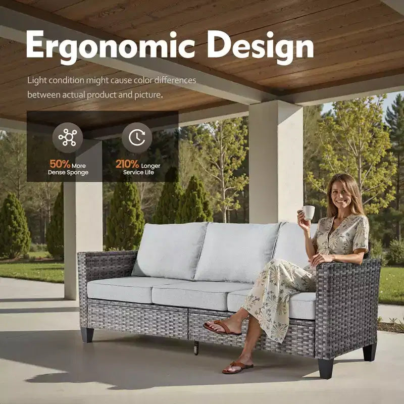 Ensemble de mobilier de patio extérieur 5 pièces HOMLUX : canapé 3 places + 2 fauteuils + 2 poufs