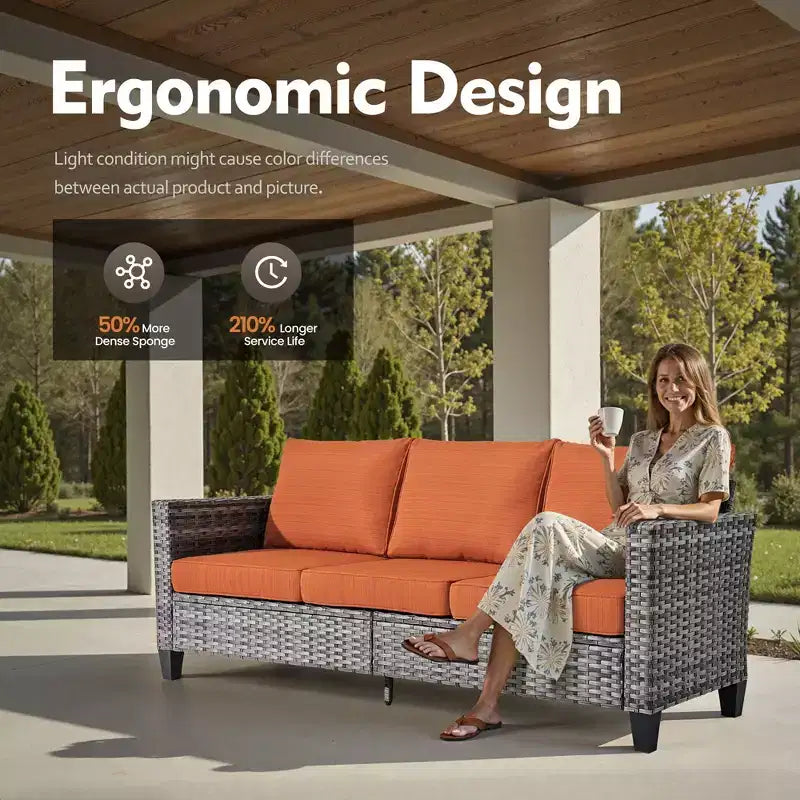 Ensemble de mobilier de patio extérieur 5 pièces HOMLUX : canapé 3 places + 2 fauteuils + 2 poufs