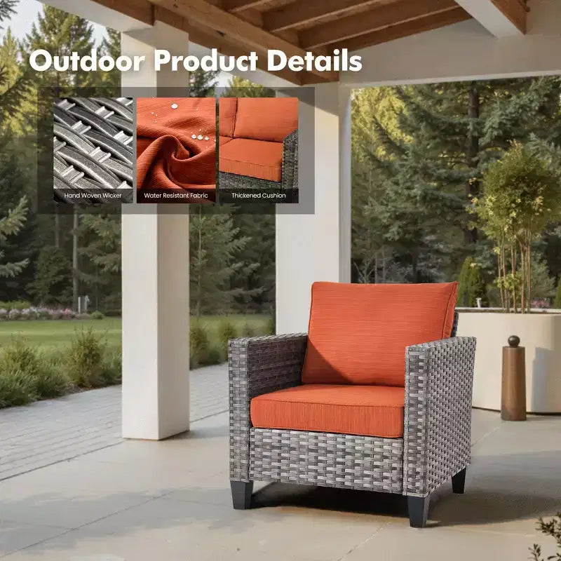 Ensemble de mobilier de patio extérieur 5 pièces HOMLUX : canapé 3 places + 2 fauteuils + 2 poufs