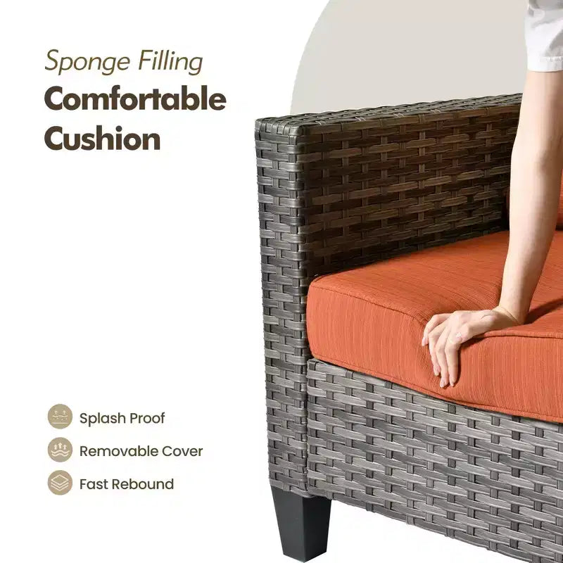 Ensemble de mobilier de patio extérieur 5 pièces HOMLUX : canapé 3 places + 2 fauteuils + 2 poufs