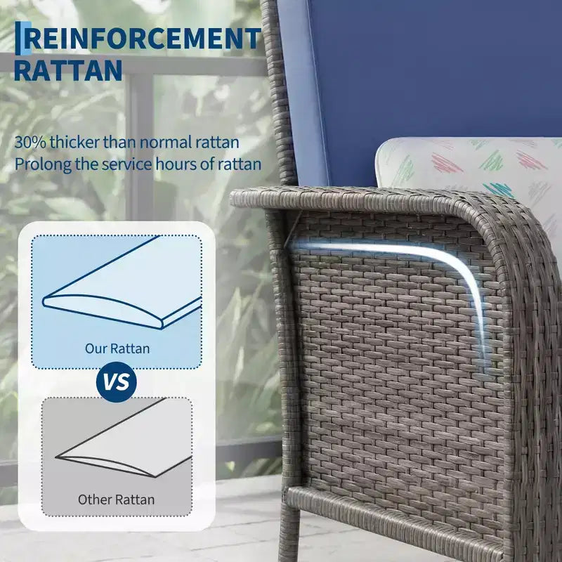Ensemble de 2 chaises de patio en rotin d'extérieur, coussins épais, osier dégradé résistant aux intempéries - Sièges d'extérieur polyvalents pour véranda, terrasse, jardin, arrière-cour