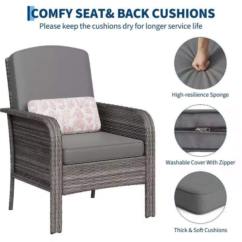 Ensemble de 2 chaises de patio en rotin d'extérieur, coussins épais, osier dégradé résistant aux intempéries - Sièges d'extérieur polyvalents pour véranda, terrasse, jardin, arrière-cour