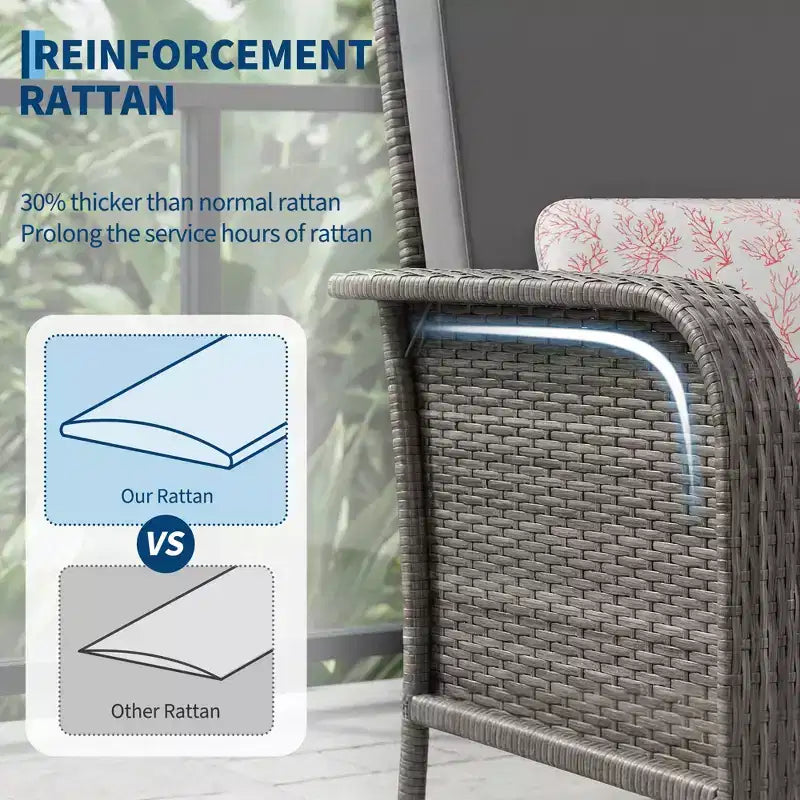 Ensemble de 2 chaises de patio en rotin d'extérieur, coussins épais, osier dégradé résistant aux intempéries - Sièges d'extérieur polyvalents pour véranda, terrasse, jardin, arrière-cour