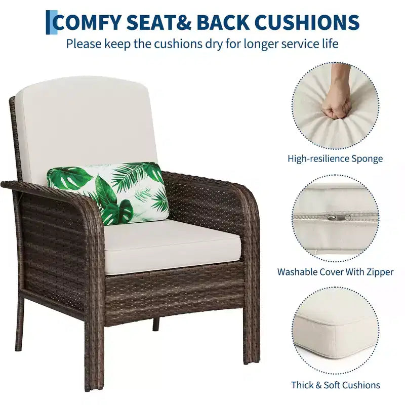 Ensemble de 2 chaises de patio en rotin d'extérieur, coussins épais, osier dégradé résistant aux intempéries - Sièges d'extérieur polyvalents pour véranda, terrasse, jardin, arrière-cour