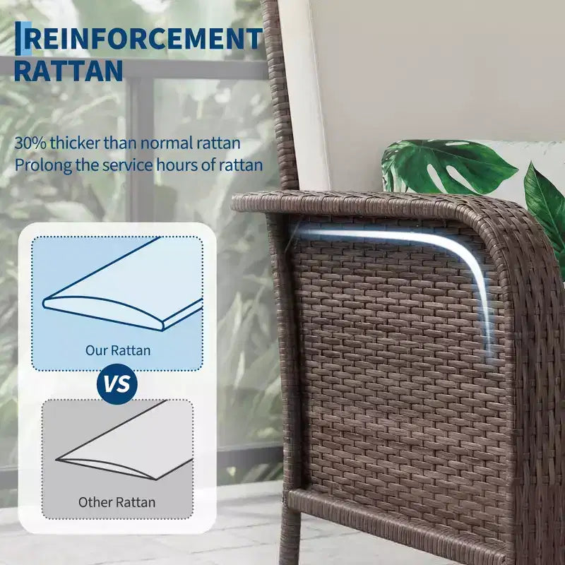 Ensemble de 2 chaises de patio en rotin d'extérieur, coussins épais, osier dégradé résistant aux intempéries - Sièges d'extérieur polyvalents pour véranda, terrasse, jardin, arrière-cour
