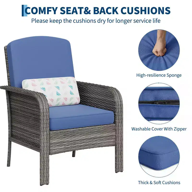 Ensemble de 2 chaises de patio en rotin d'extérieur, coussins épais, osier dégradé résistant aux intempéries - Sièges d'extérieur polyvalents pour véranda, terrasse, jardin, arrière-cour