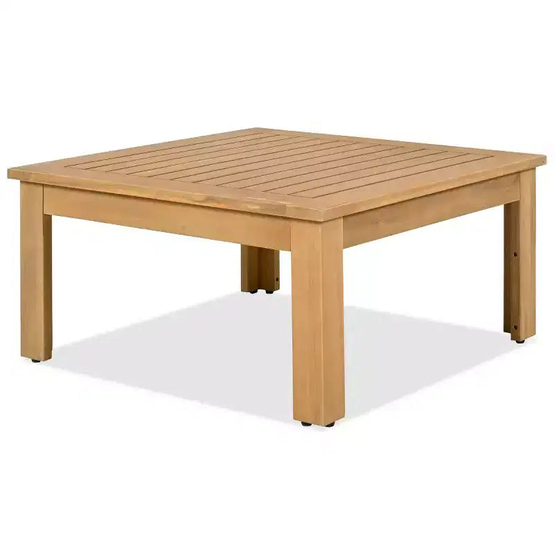 Ensemble de conversation d'extérieur moderne en bois 4 pièces avec coussins, canapé d'angle en forme de L avec table basse pour patio, jardin - Panipeachy